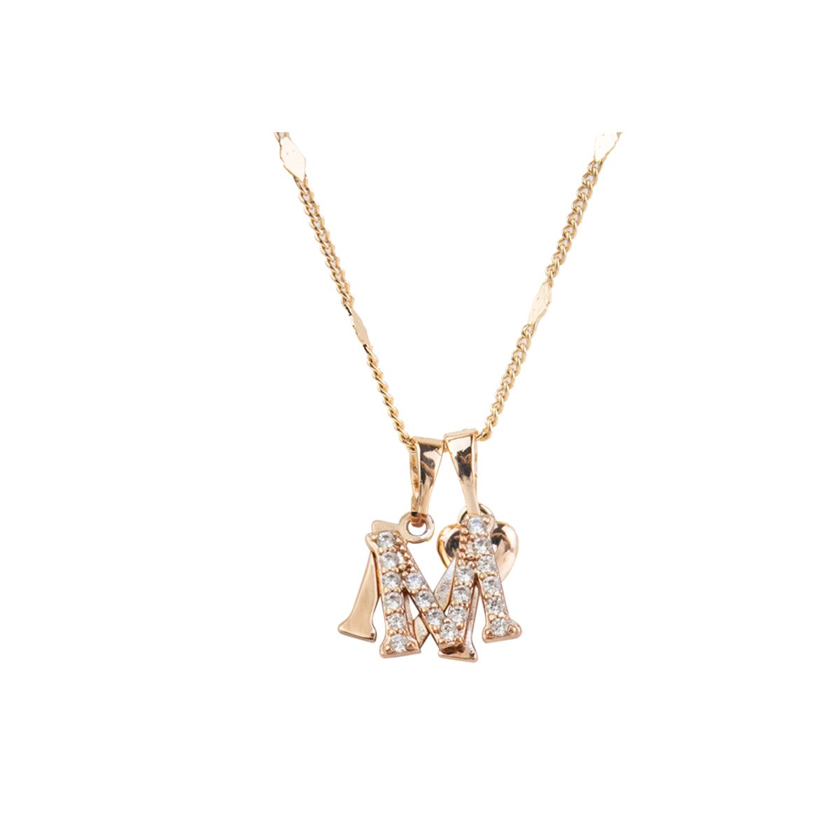 CLEO JOYAS & ACCESORIOS - Collar Inicial M con Corazón Rose