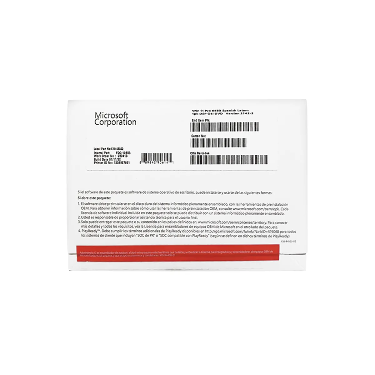 MICROSOFT - WINDOWS 11 PROFESIONAL 64BIT OEM ESPAÑOL (FQC-10553)