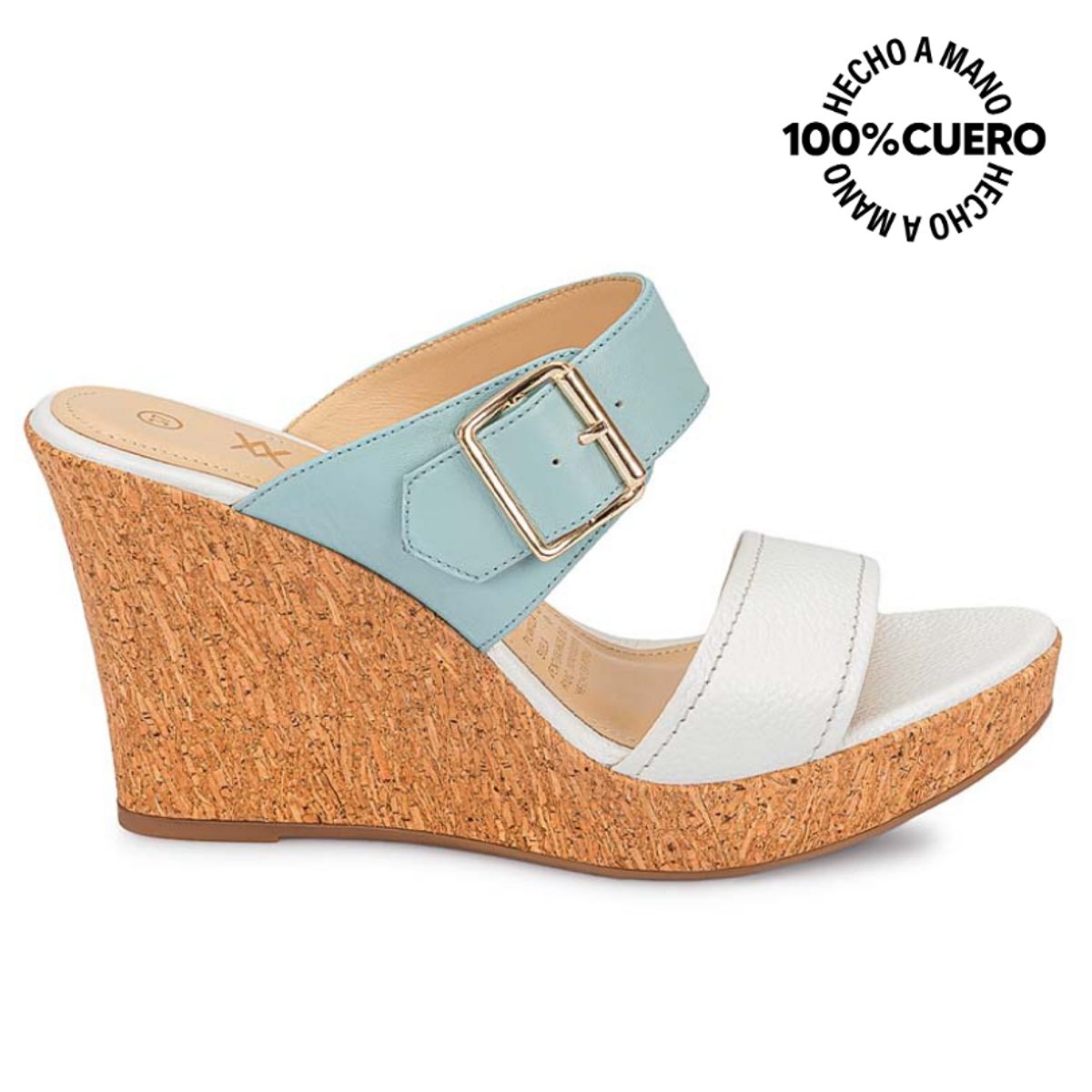 VIALE - Sandalia Strap Casual ALE-2522B BlancoCeleste Viale Cuero
