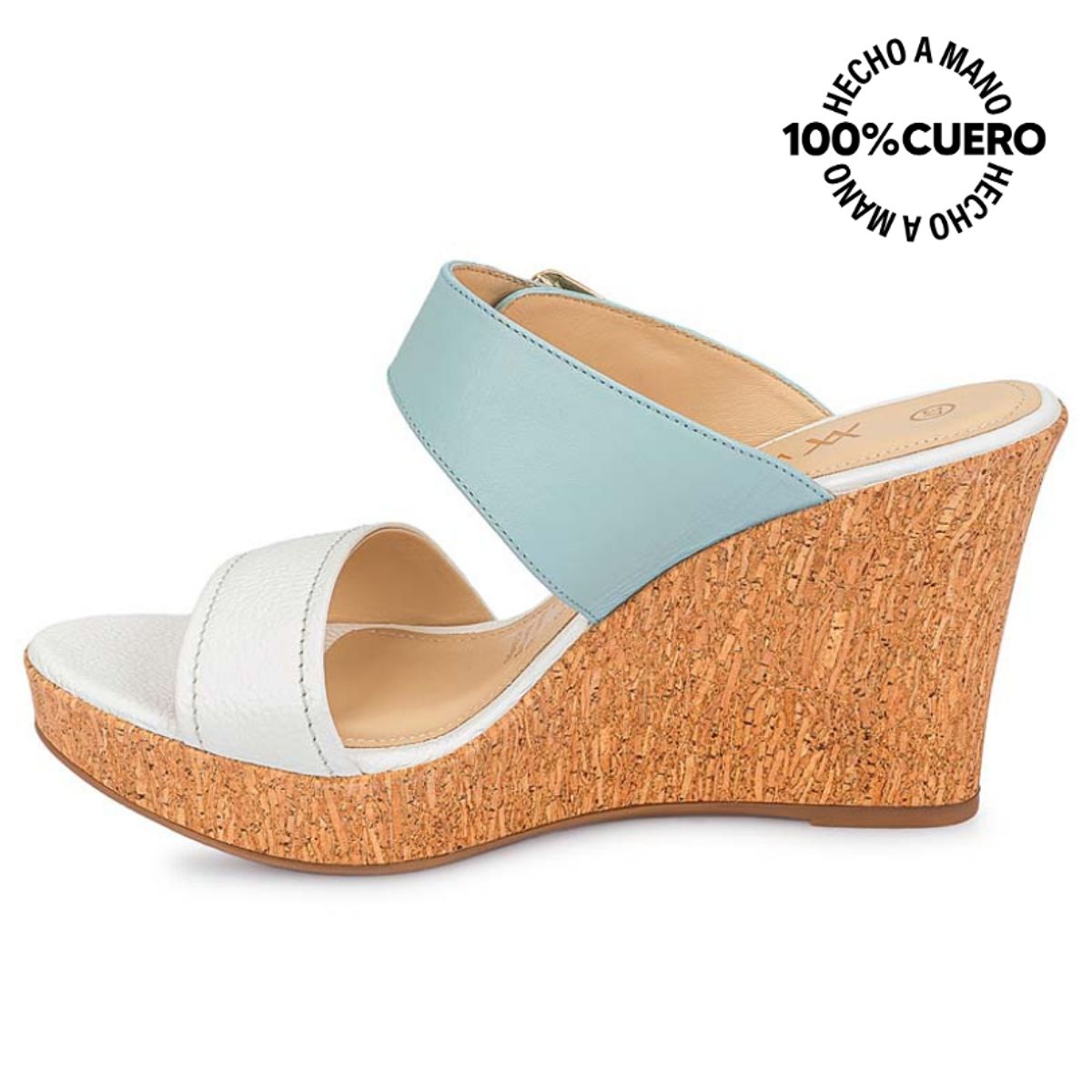 VIALE - Sandalia Strap Casual ALE-2522B BlancoCeleste Viale Cuero