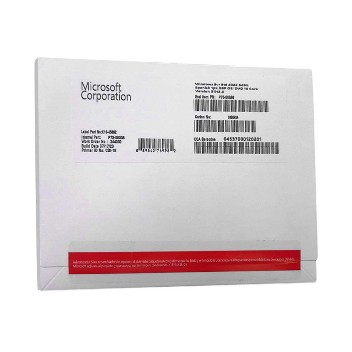 MICROSOFT - WINDOWS SERVER STANDARD 2022 64-BIT SPANISH OEM + 2 CAL USER 2022