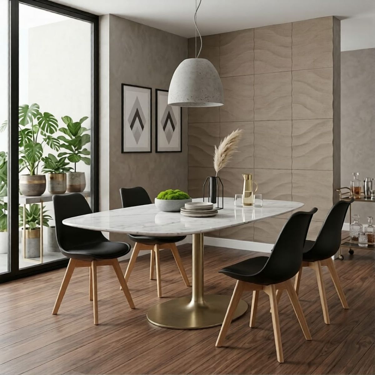 KOMSUM - Juego de 4 Sillas de Comedor Terraza Bonno Negro