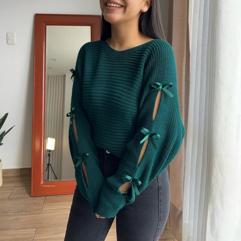 GENERICO - CHOMPA DE DAMA COQUETTE CON LAZOS EN EL BRAZO