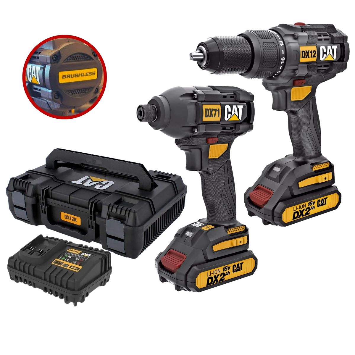 CAT - TALADRO PERCUTOR ATORNILLADOR DE IMPACTO 215Nm MEGACOMBO BRUSHLES 18V CAT