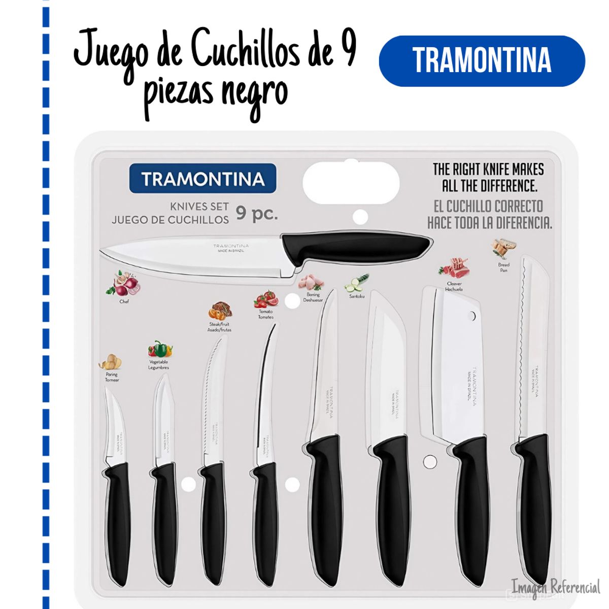 TRAMONTINA - Juego de Cuchillos TRAMONTINA de 9 piezas