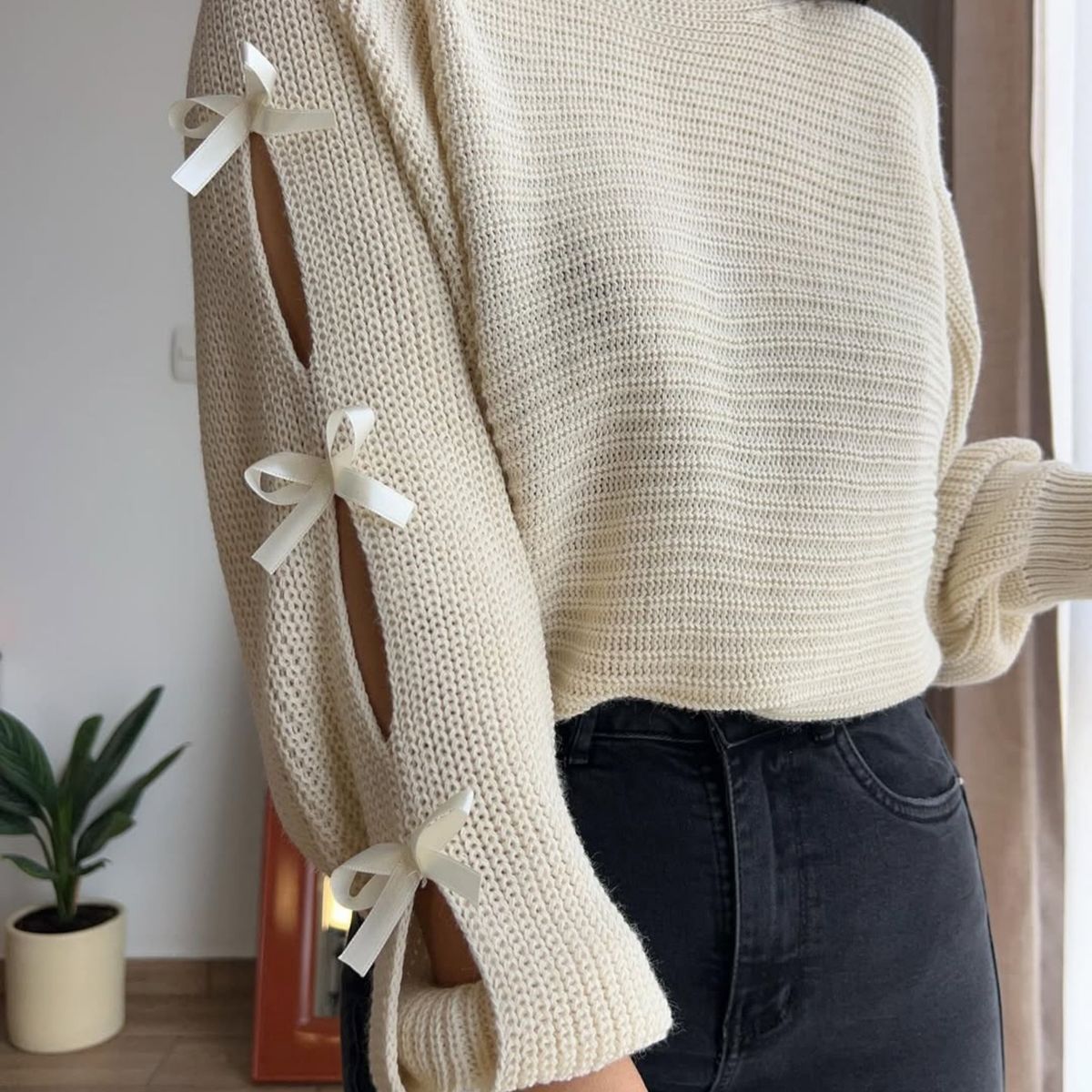 GENERICO - CHOMPA DE DAMA COQUETTE CON LAZOS EN EL BRAZO