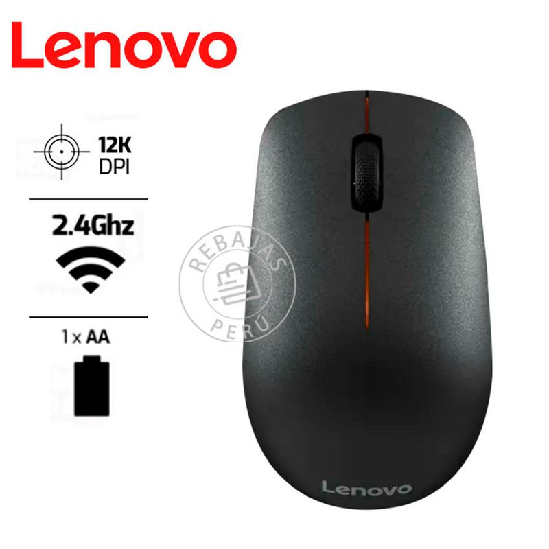 LENOVO - Mouse Inalámbrico Lenovo 400 Negro 1200DPI, Nano USB, 12 Meses Batería