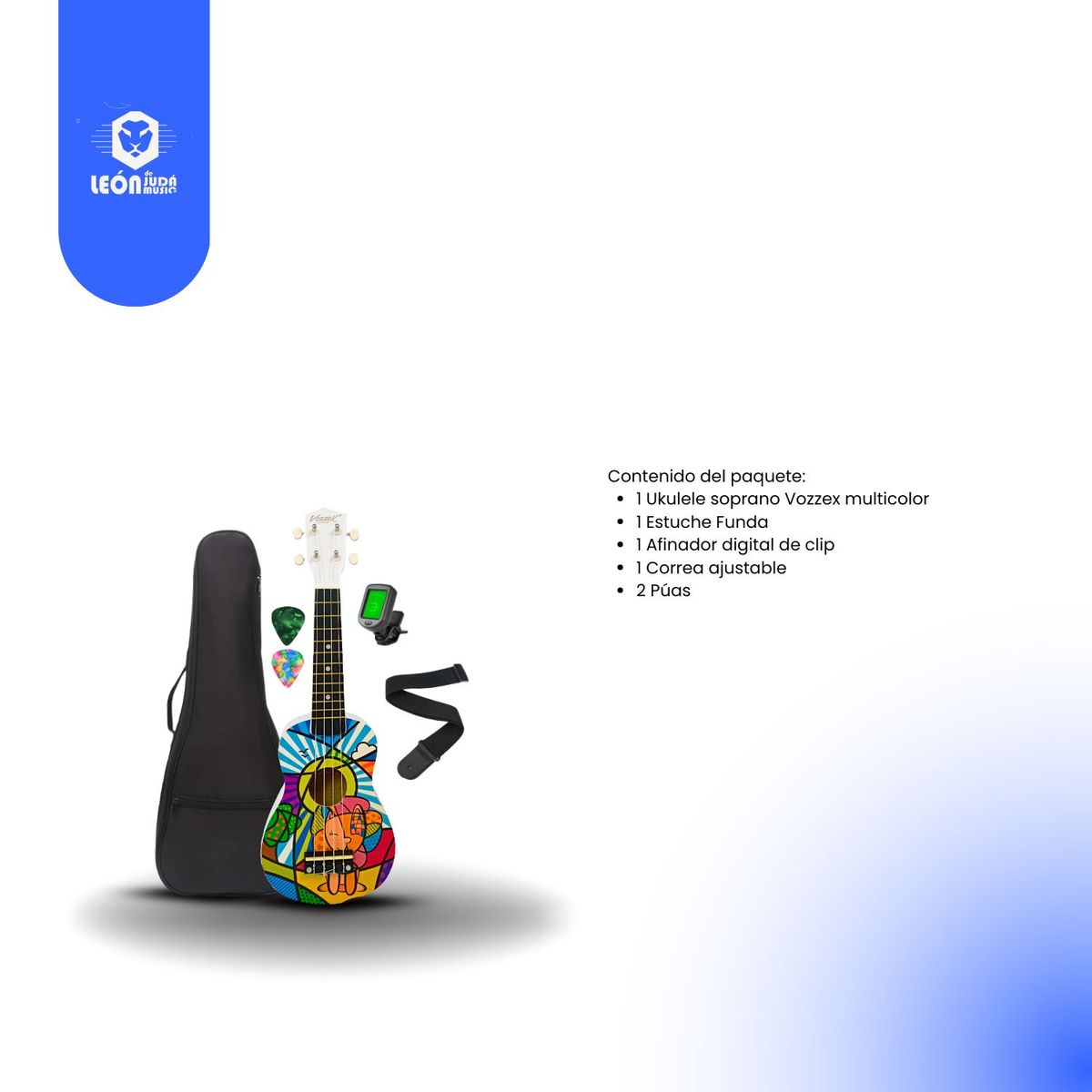 VOZZEX - Ukelele Soprano Vozzex VZ XU21 -11D  Set Completo