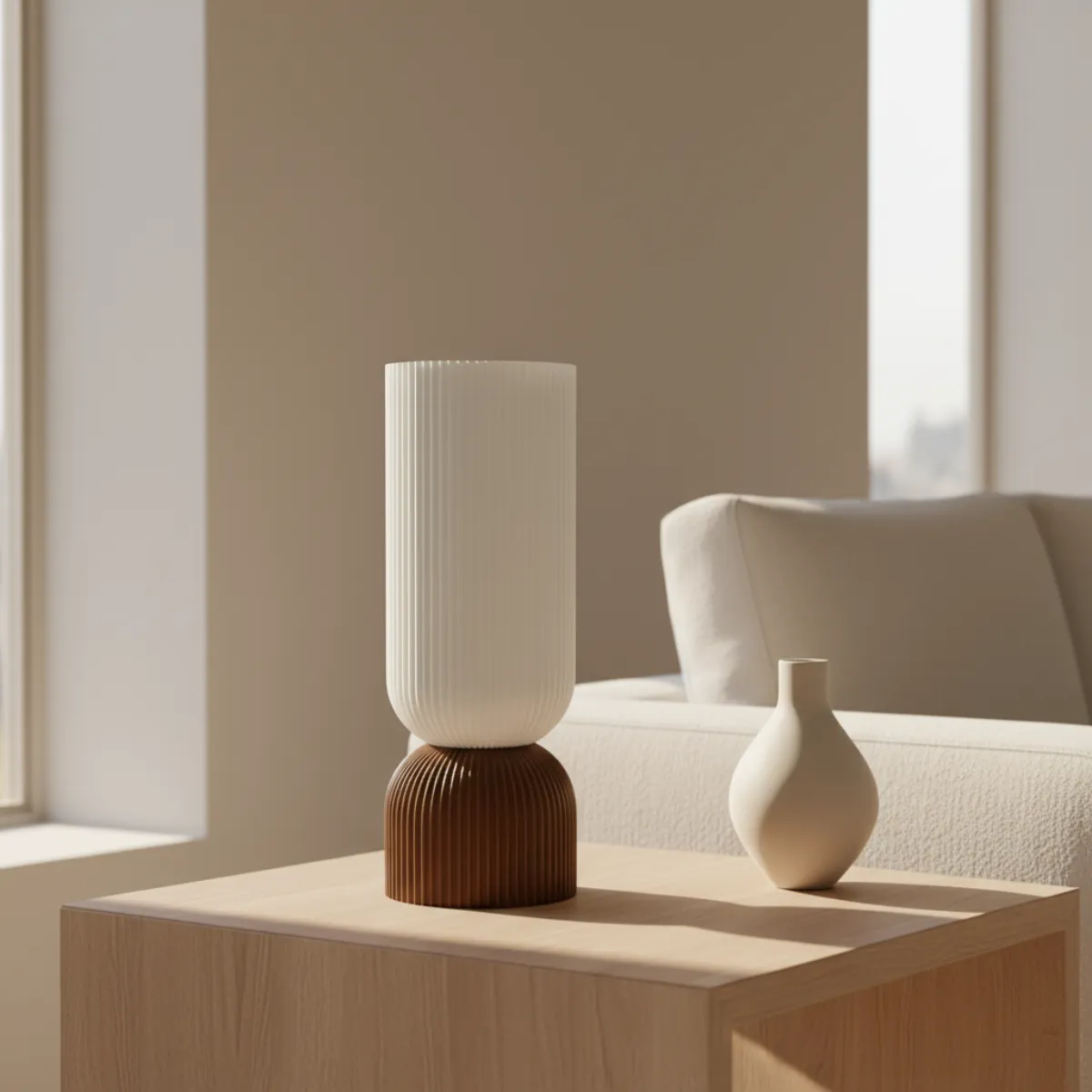 GENERICO - Lámpara Sereno de impresión 3D blanco y marrón