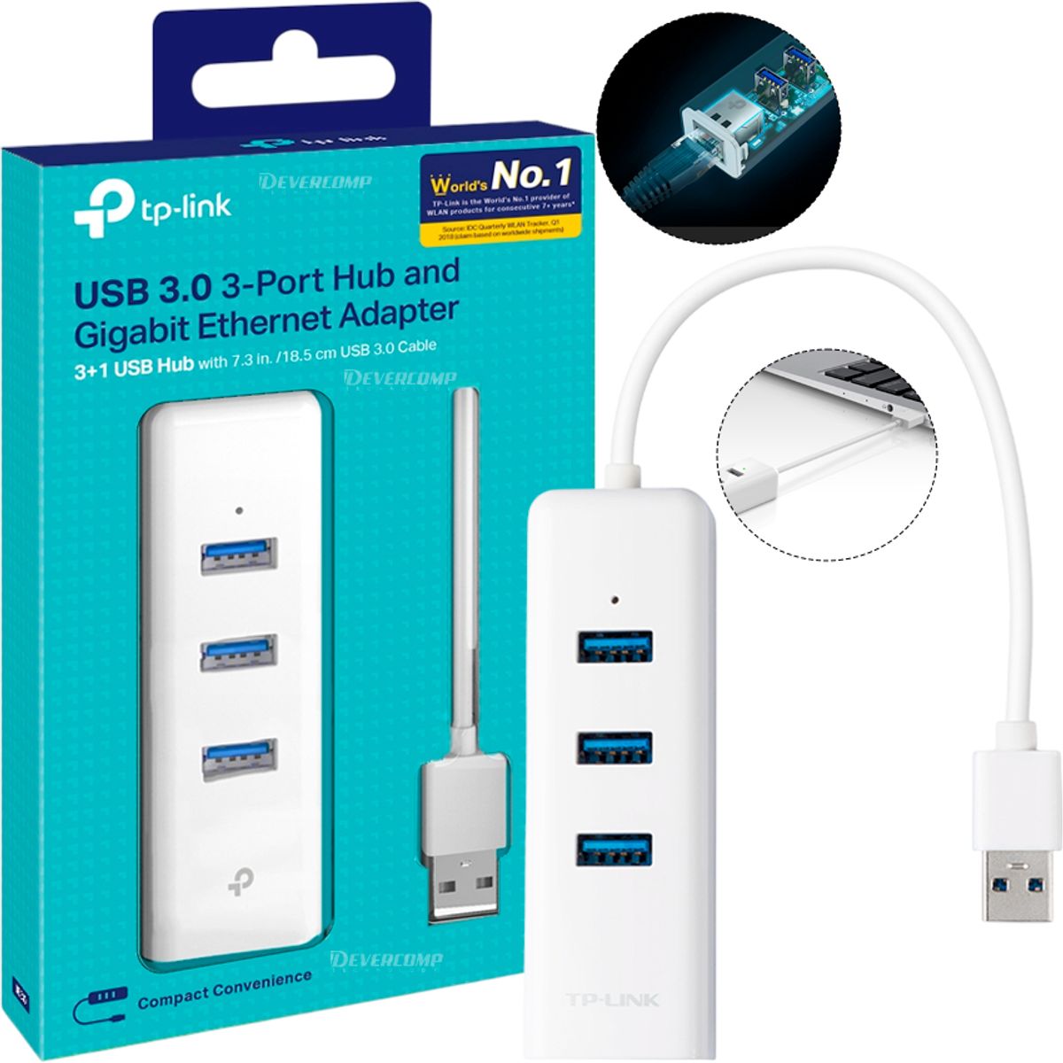 TP LINK - Adaptador TP-Link UE330 USB 3.0 a Ethernet Gigabit + Hub 3 Puertos
