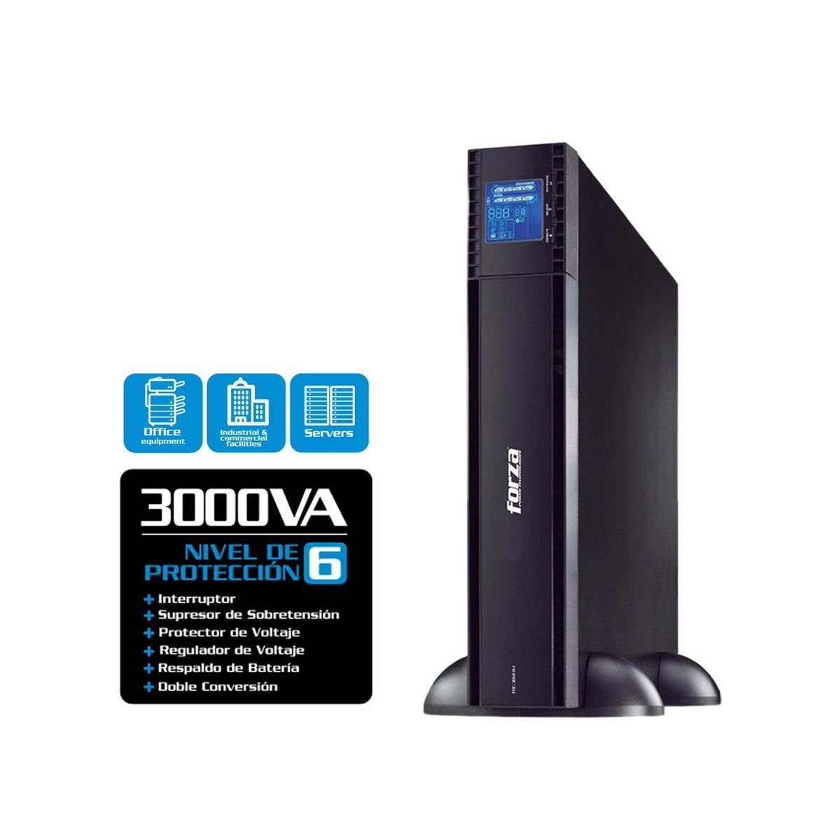 FORZA - Ups En Línea Forza Fdc-1502R 1500Va 1350W 4 Salidas Doble Conversión