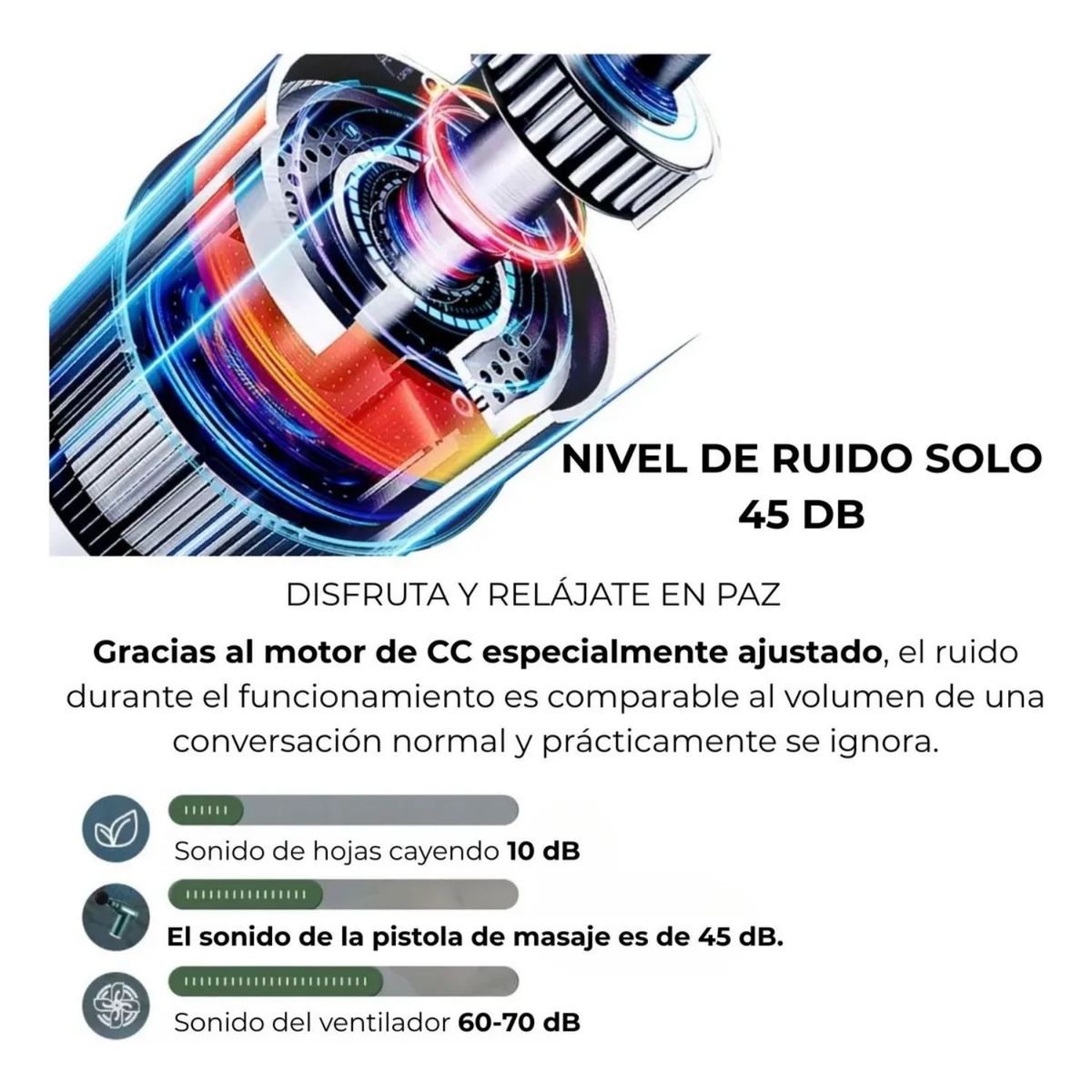 XTREME SPORT - Pistola Masajeador Muscular 4 Cabezales 6 Velocidades