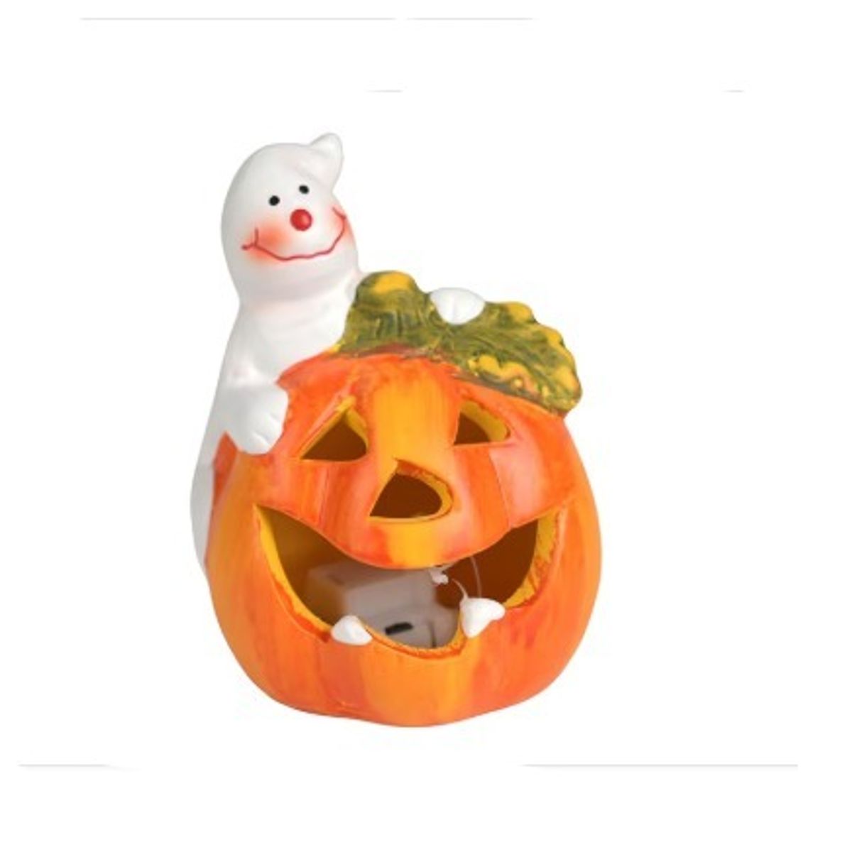 GENERICO - Calabaza de porcelana led a pilas decorativo