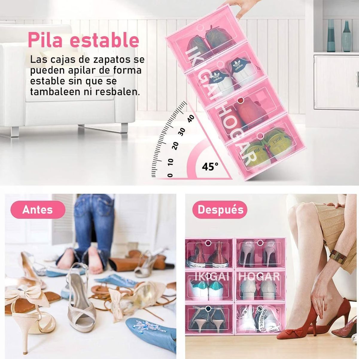 GENERICO - Set x 24 Organizadores Aplilables de Zapatos - Rosado