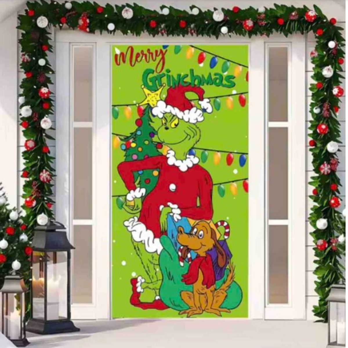 GENERICO - Forro Decorativo Puerta Navidad Papá Noel Muñeco 185x90cm