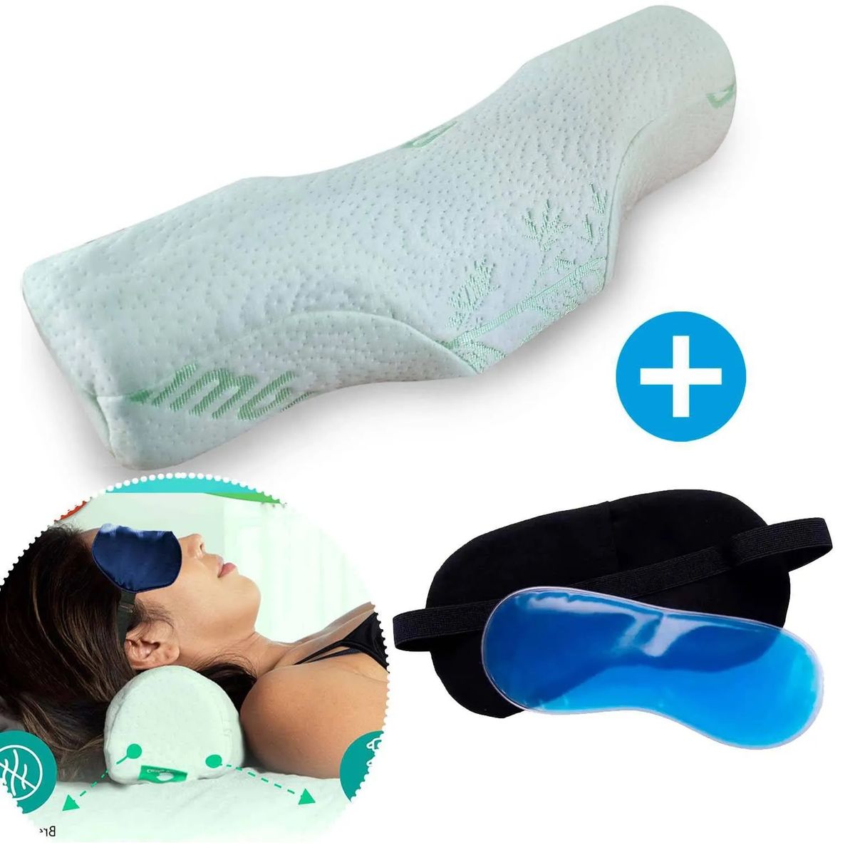 GENERICO - Almohada cervical Antifaz con gel para relajarse y dormir
