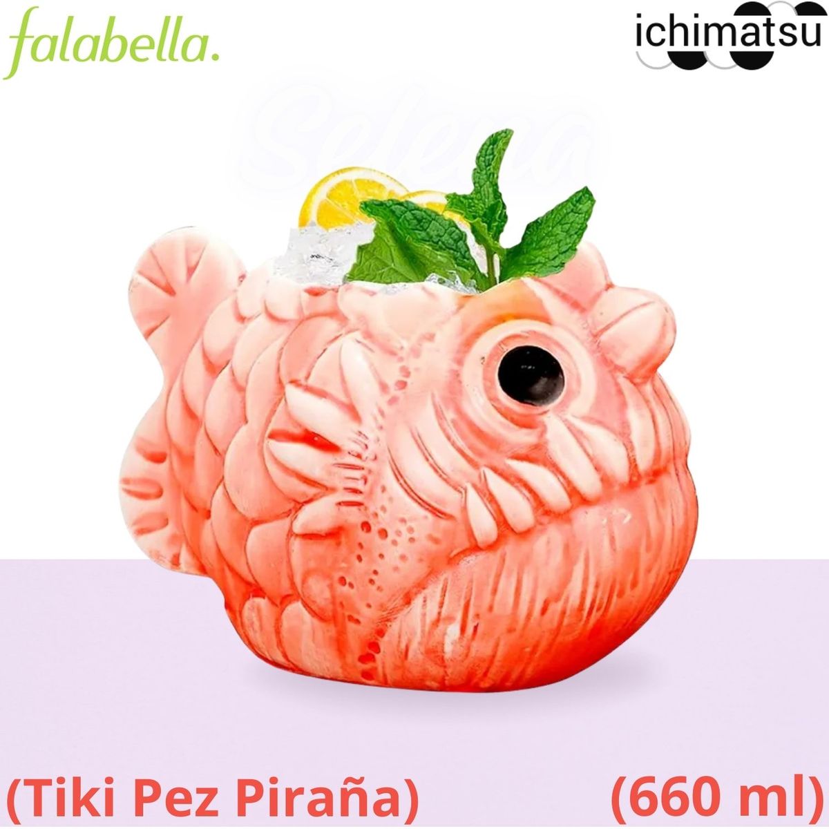 ICHIMATSU - Vaso de cerámica Tiki Pez Piraña 660 ml.