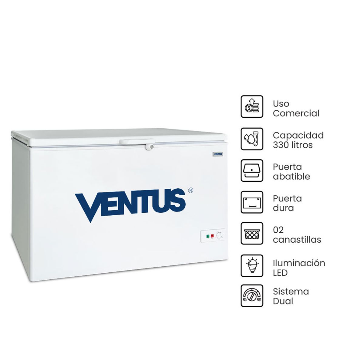 VENTUS - Congeladora Dual Tapa Dura 330 Litros, CTVD-330 Ventus