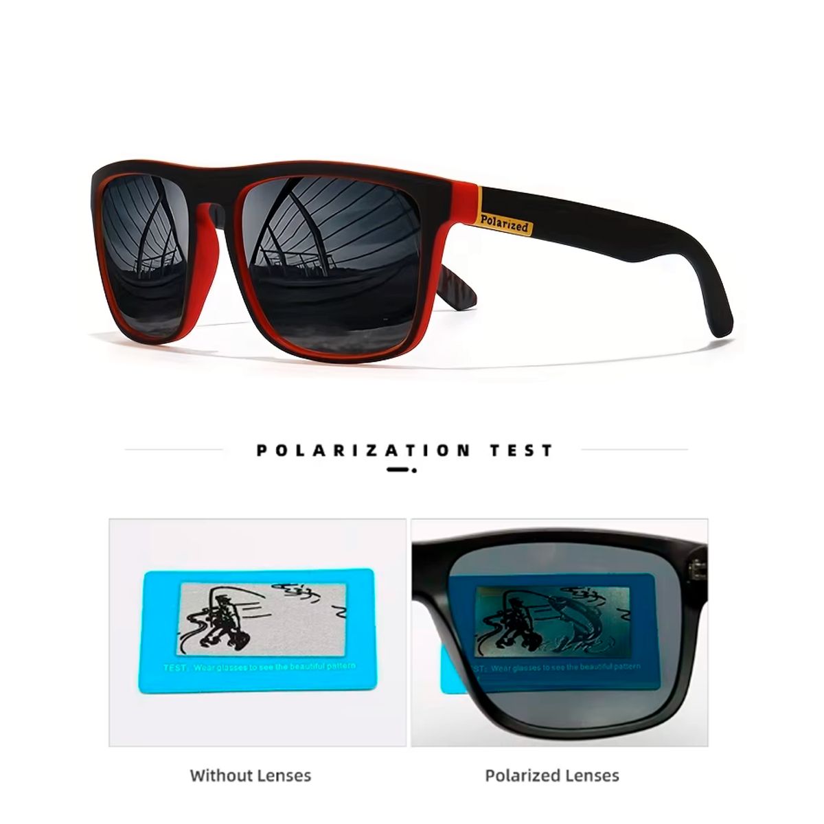 GENERICO - Lentes de sol para hombre polarizado uv400 negro