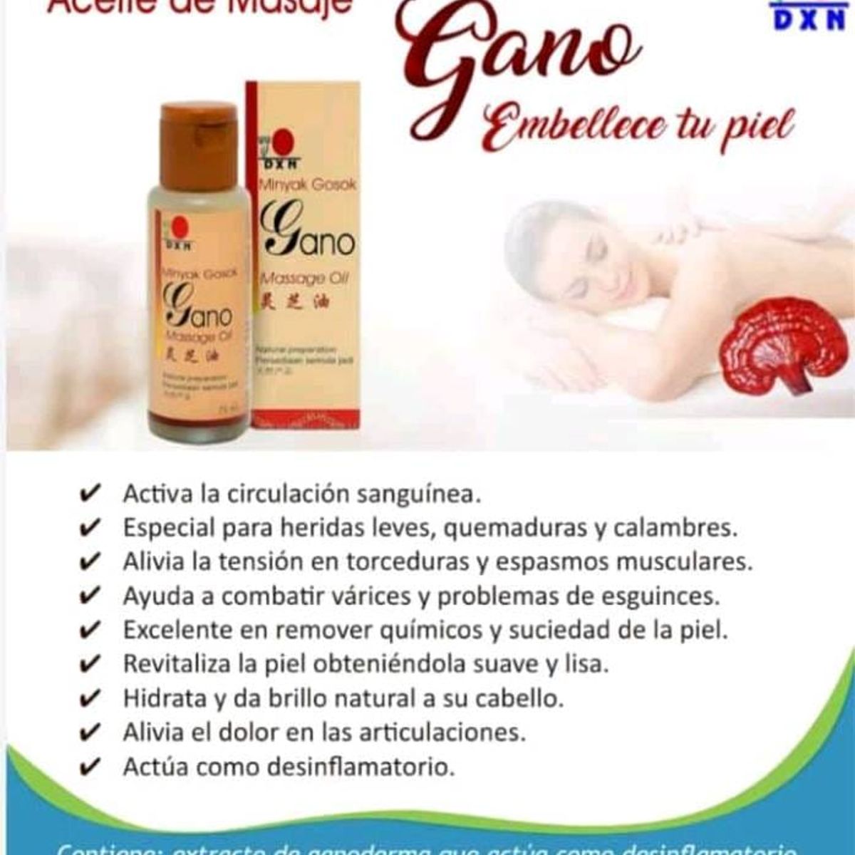 DXN - DXN Aceite de Masaje Relajante con Ganoderma - Gano Massage Oil 75ml