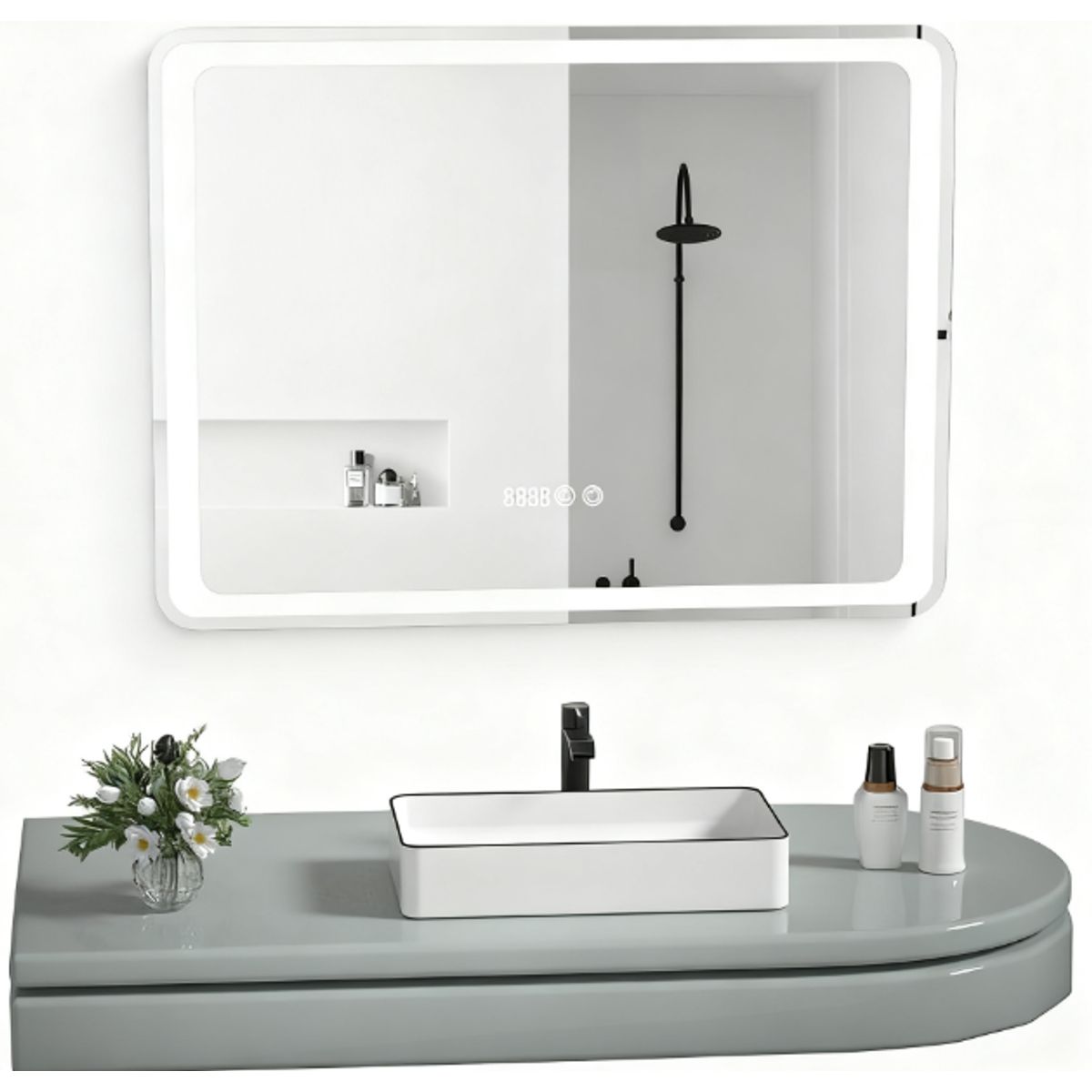 ANYHOGAR - Espejo Rectangular Led Con Touch Antiniebla 80x60 Cm