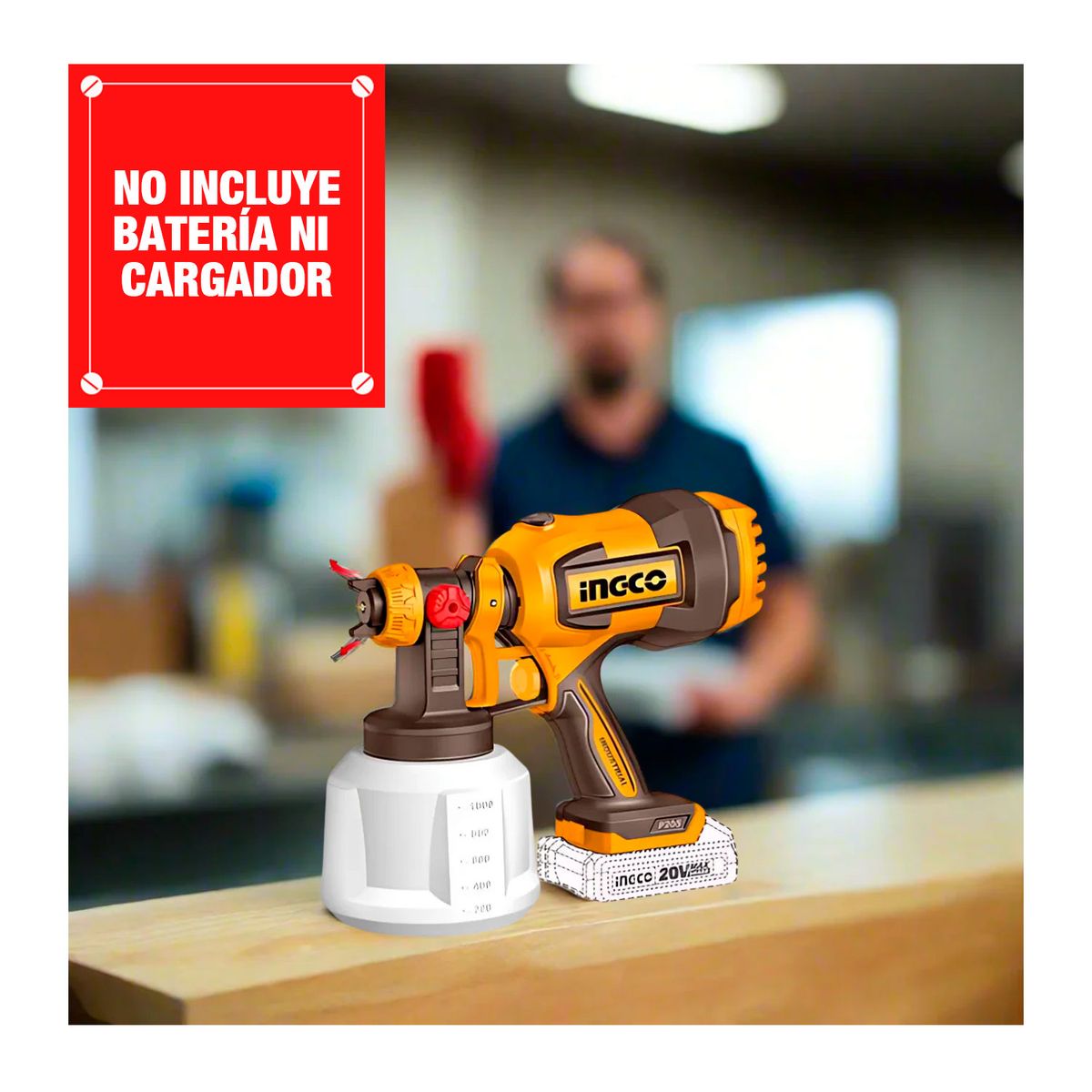 INGCO TOOLS - Pistola Pulverizadora Inalámbrica Sin Batería Sin Cargador