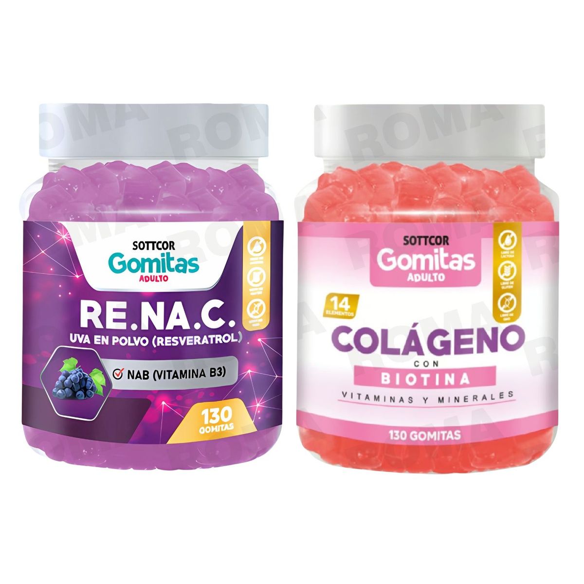 GENERICO - GOMITAS RESVERATROL 130UND + GOMITAS COLÁGENO CON BIOTINA 130UND