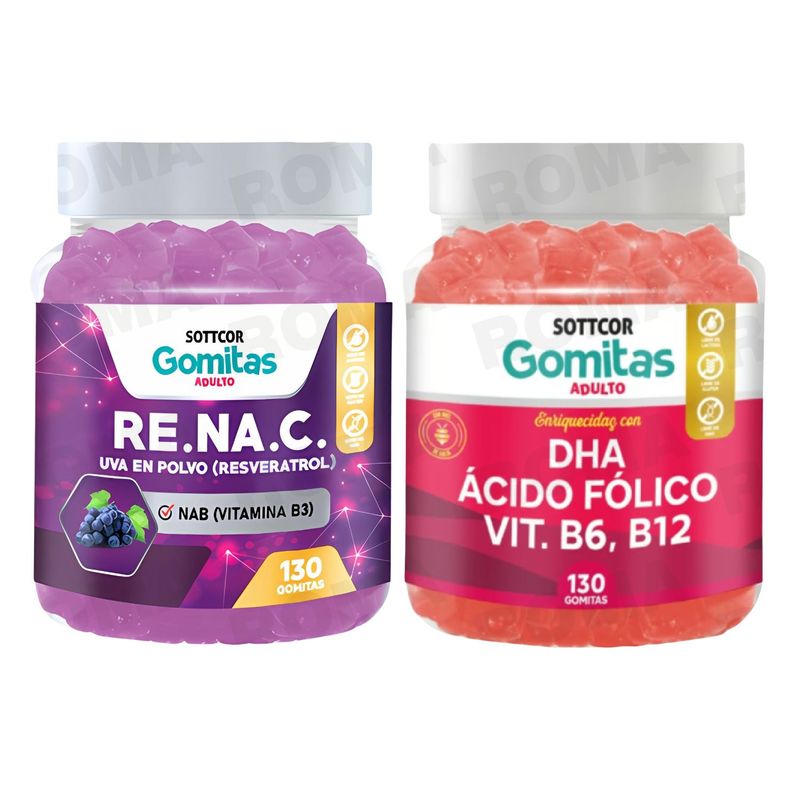GENERICO - GOMITAS RESVERATROL 130UND + GOMITAS DHA ACIDO FOLICO 130UND