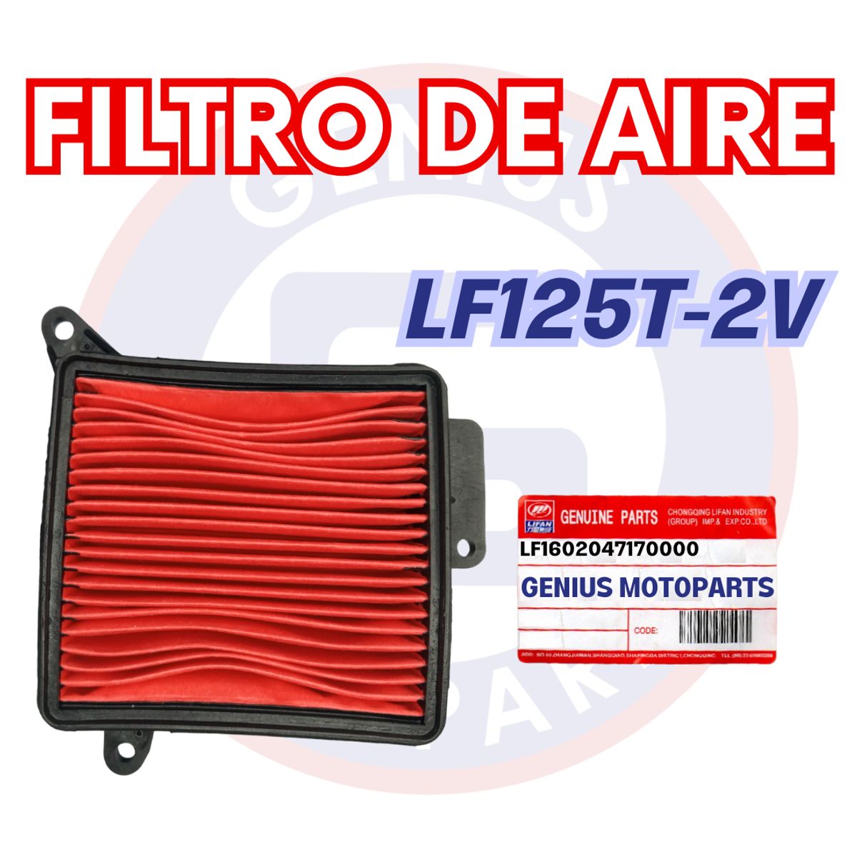LIFAN - FILTRO DE AIRE LF125T-2V