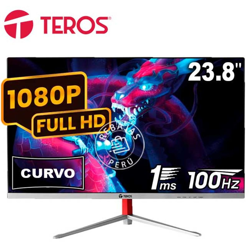 TEROS - Monitor Curvo TEROS TE-2402S 24″ FHD 100 Hz 1 ms HDMI VGA negro