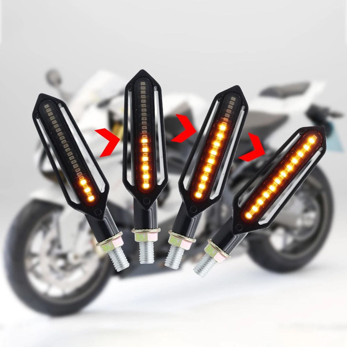 GENERICO - Set de Direccionales LED para Moto con Luz Blanca de Circulación y Ámbar de Giro – 2 Piezas