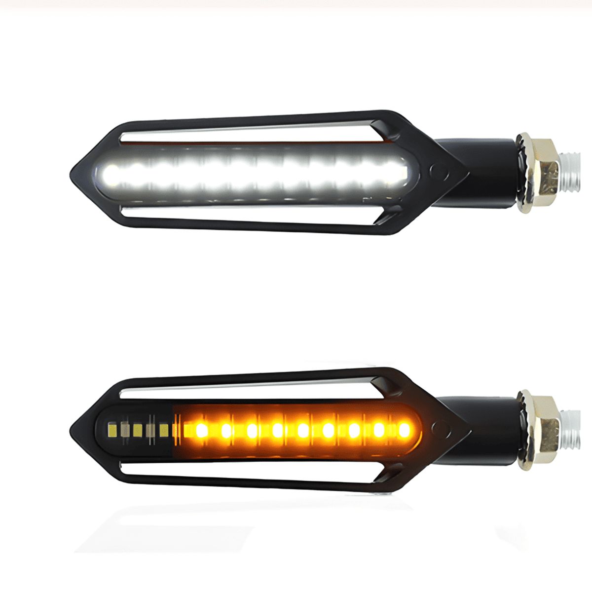 GENERICO - Set de Direccionales LED para Moto con Luz Blanca de Circulación y Ámbar de Giro – 2 Piezas