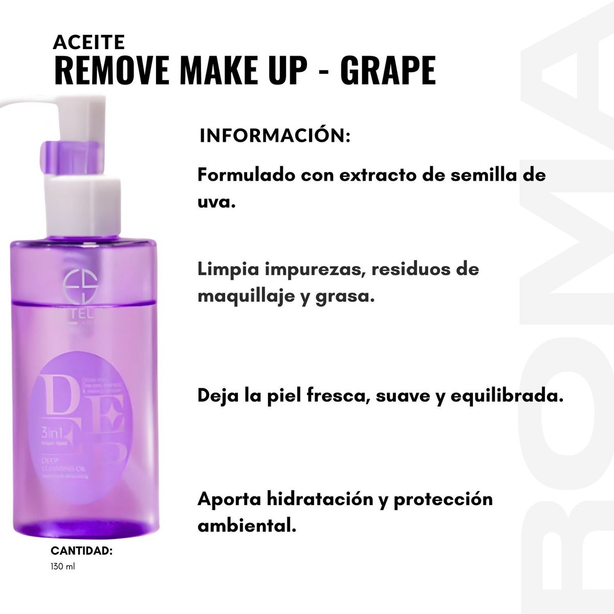 GENERICO - PACK 2 ACEITE REMOVE MAKE UP - GRAPE 130ML ESTELIN