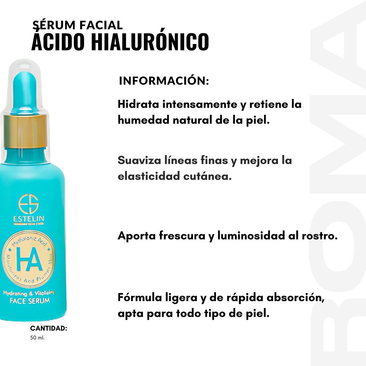GENERICO - SÉRUM FACIAL ÁCIDO HIALURÓNICO 50ML ESTELIN