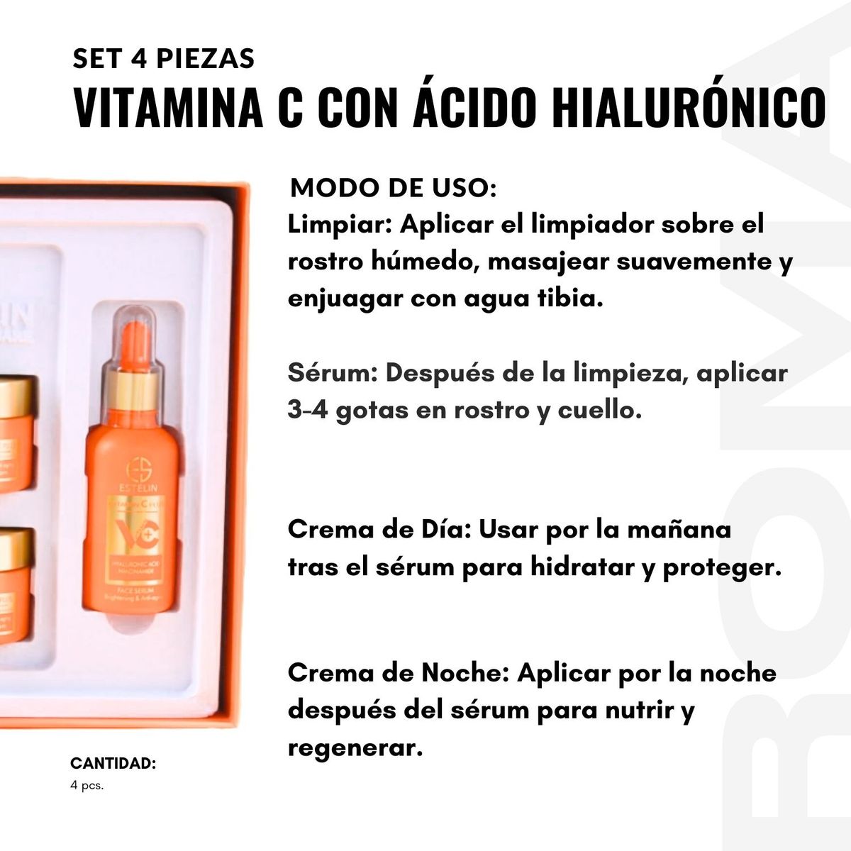 GENERICO - SET 4 PIEZAS VITAMINA C CON ÁCIDO HIALURÓNICO 4PCS ESTELIN