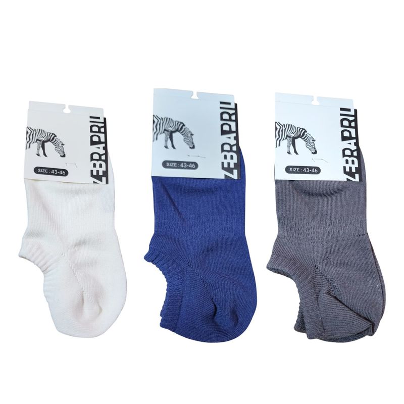 GENERICO - 3 medias tobilleras colores variados 43-46