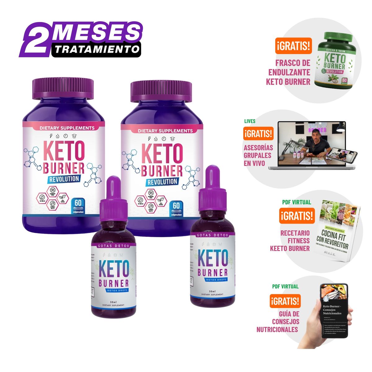 KETO WEIGHT LOSS - KETOBURNER X2  KetoPROMO X2 Pack Total+ Asesorias + RecetarioFIT