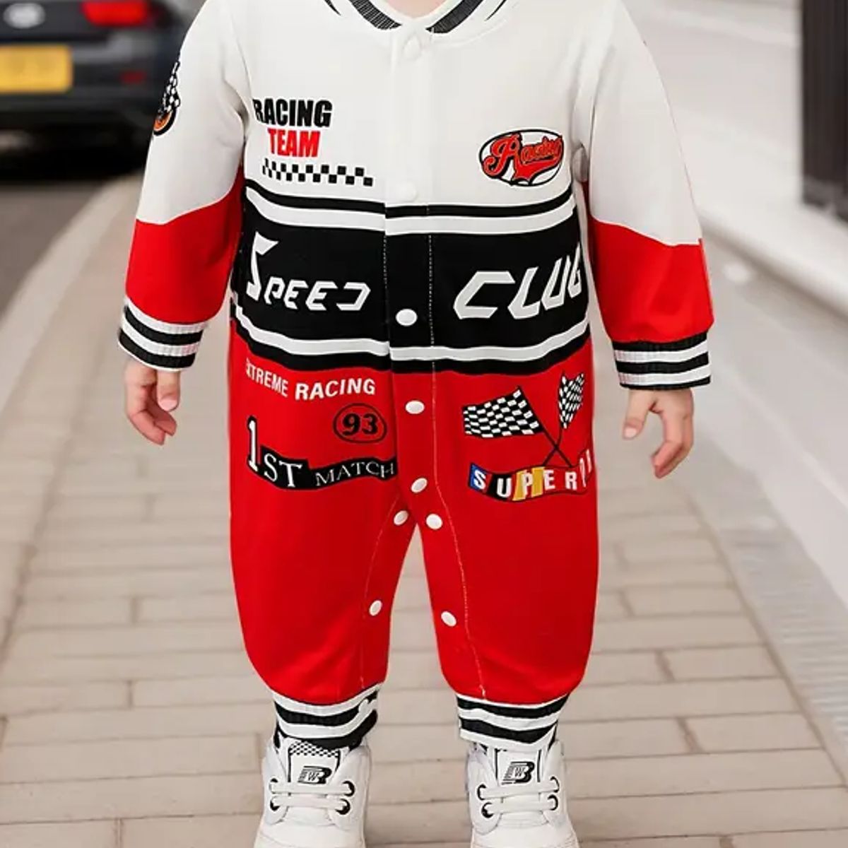 GENERICO - ENTERIZO TRAJE DE CARRERAS ROJO PARA BEBES