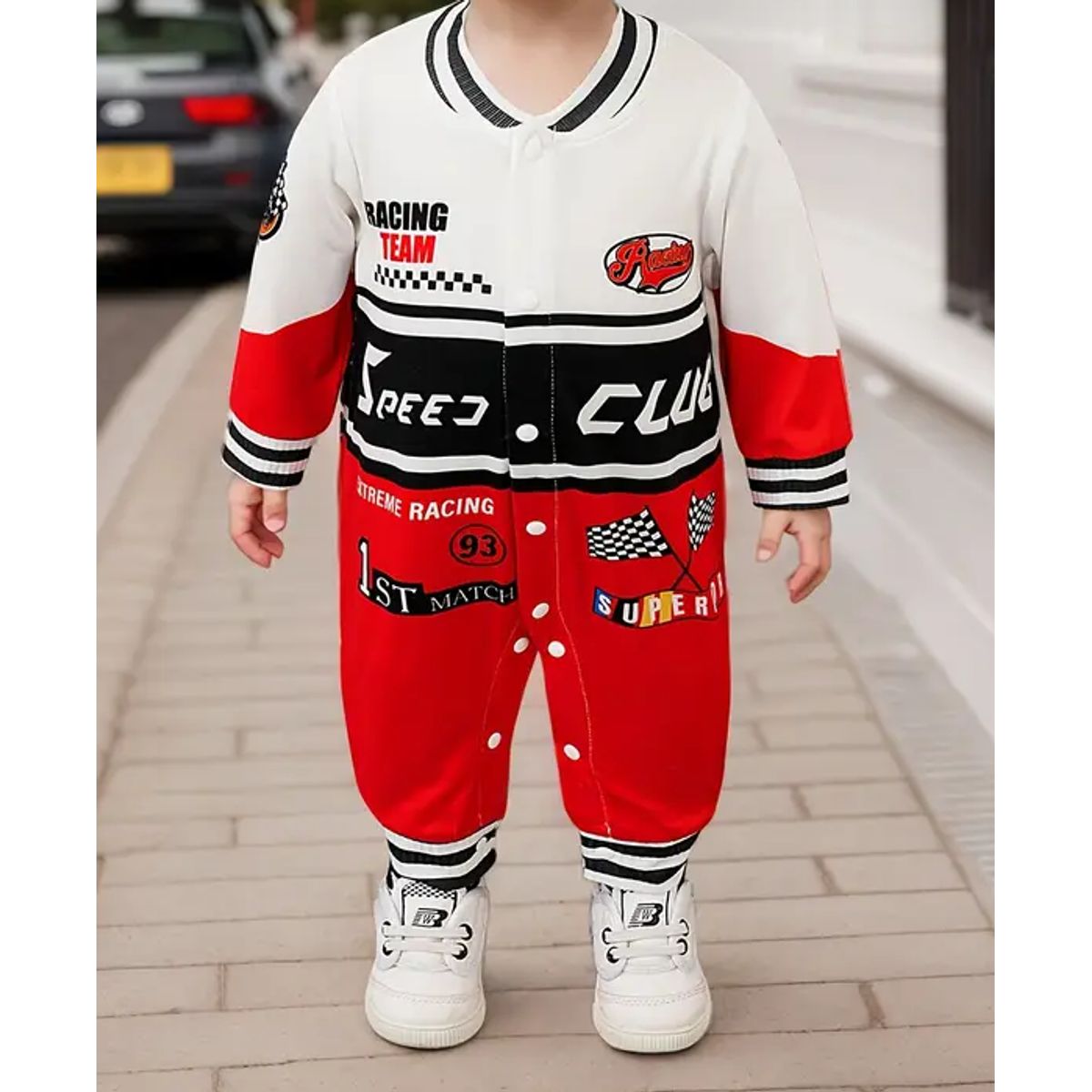 GENERICO - ENTERIZO TRAJE DE CARRERAS ROJO PARA BEBES