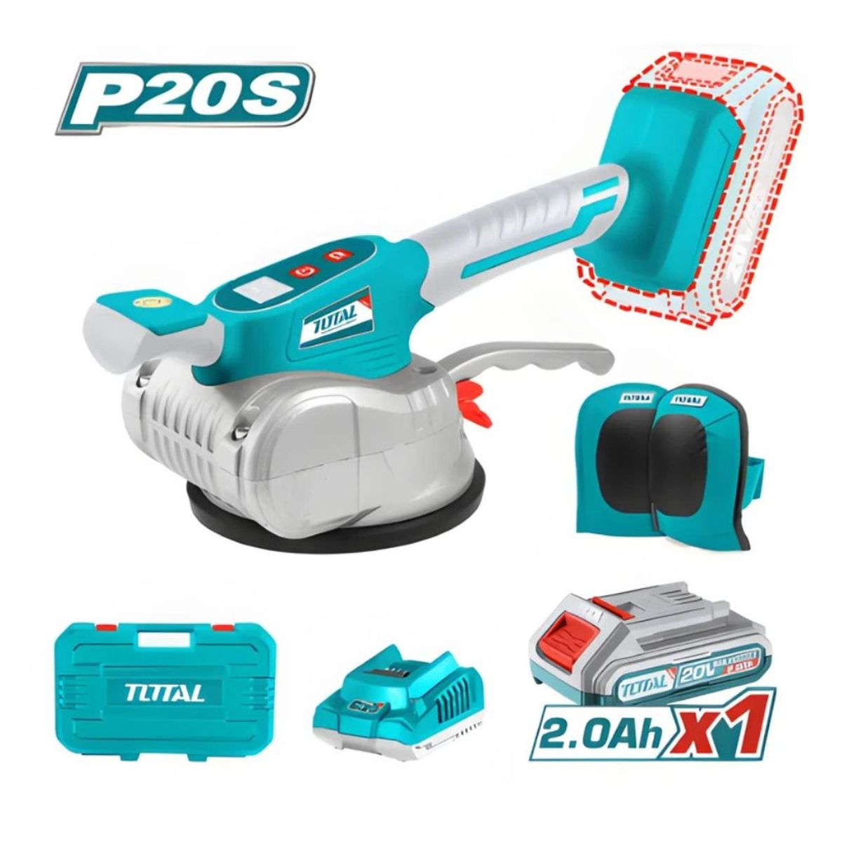 TOTAL TOOLS - Vibrador de Baldosas LI-ION Inalámbrica 20v Batería 20AH -TTVLI20101