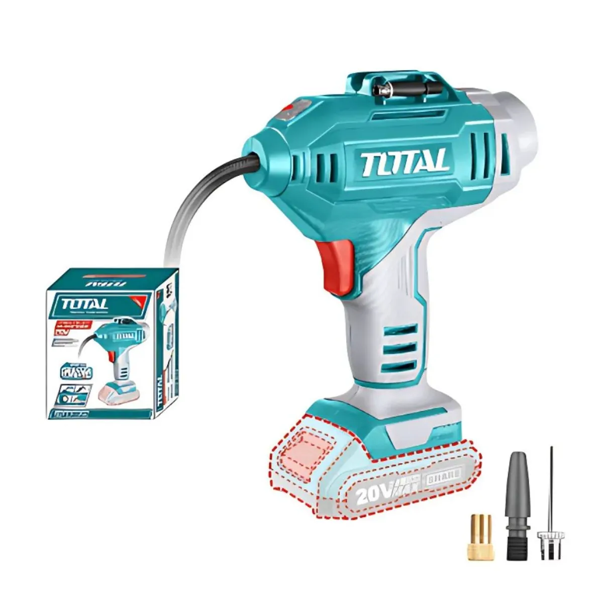 TOTAL TOOLS - Mini Compresora de Aire para Auto 20v LI-ION Total 150PSI - TACLI2018