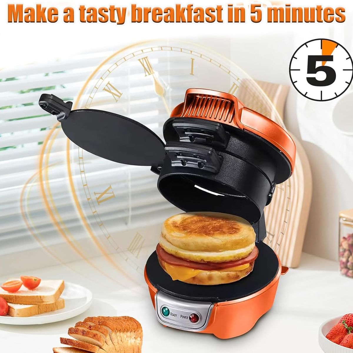 OEM - Máquina para Sandwichera Desayuno Freir Huevos Tostadora Burger Maker