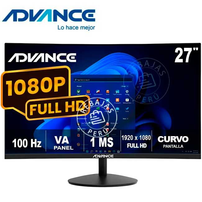 Monitor Curvo ADVANCE ADV-2751S 27″ FHD 100 Hz 1 ms HDMI DP Parlantes ...
