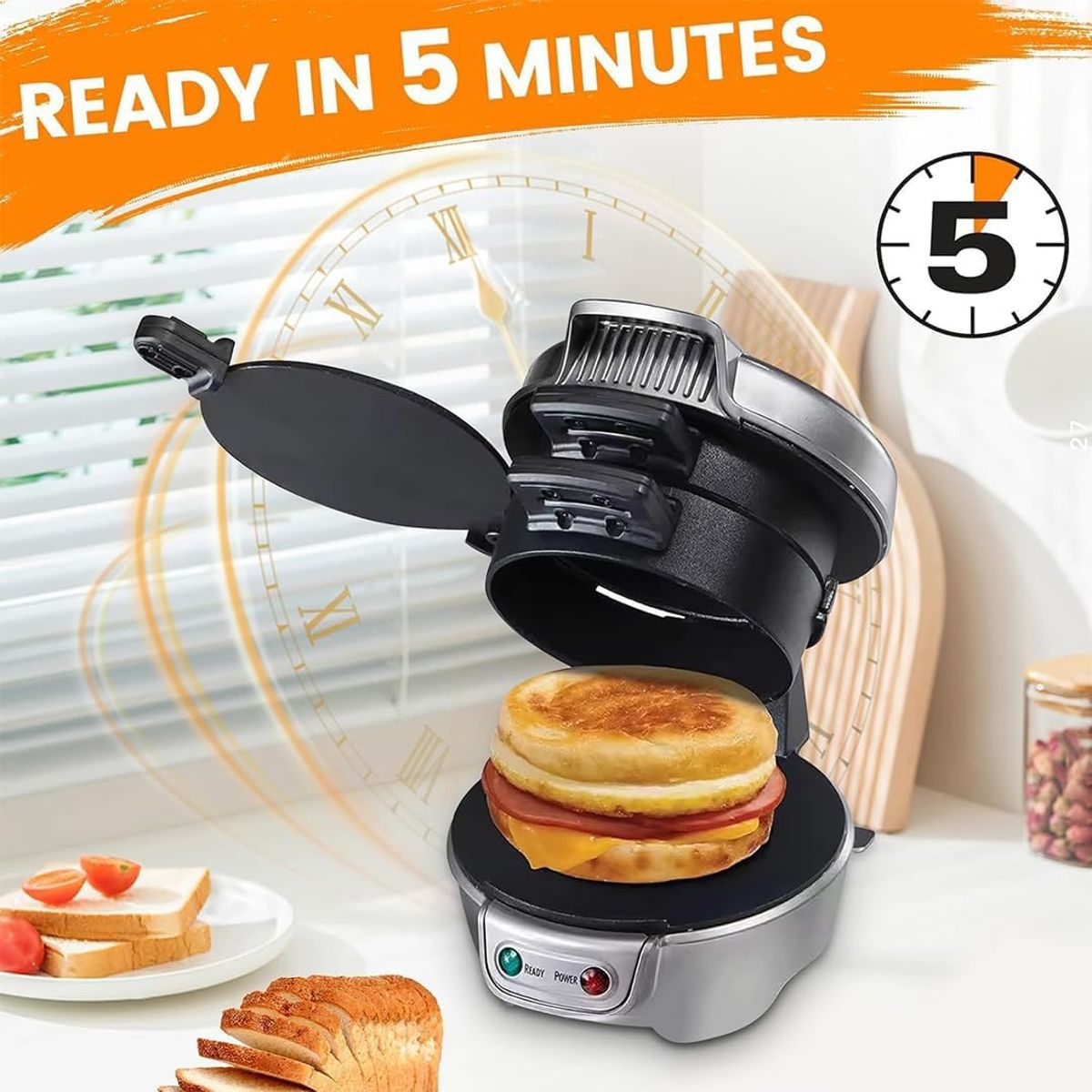 OEM - Máquina para Sandwichera Desayuno Freir Huevos Tostadora Burger Maker