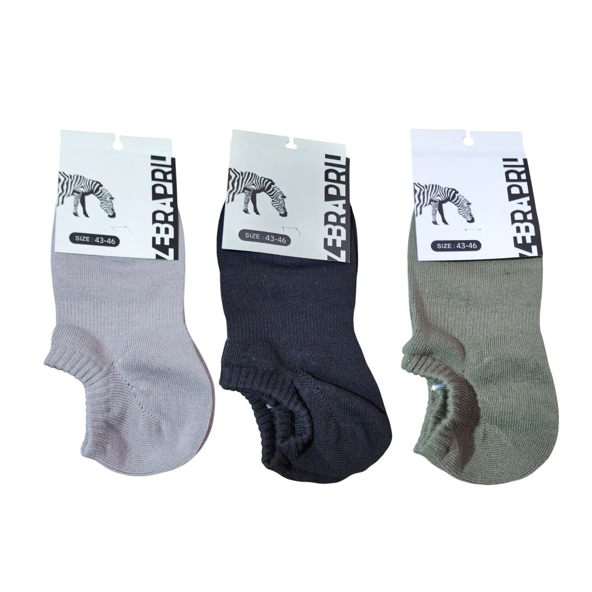 GENERICO - 3 medias tobilleras colores variados 43-46