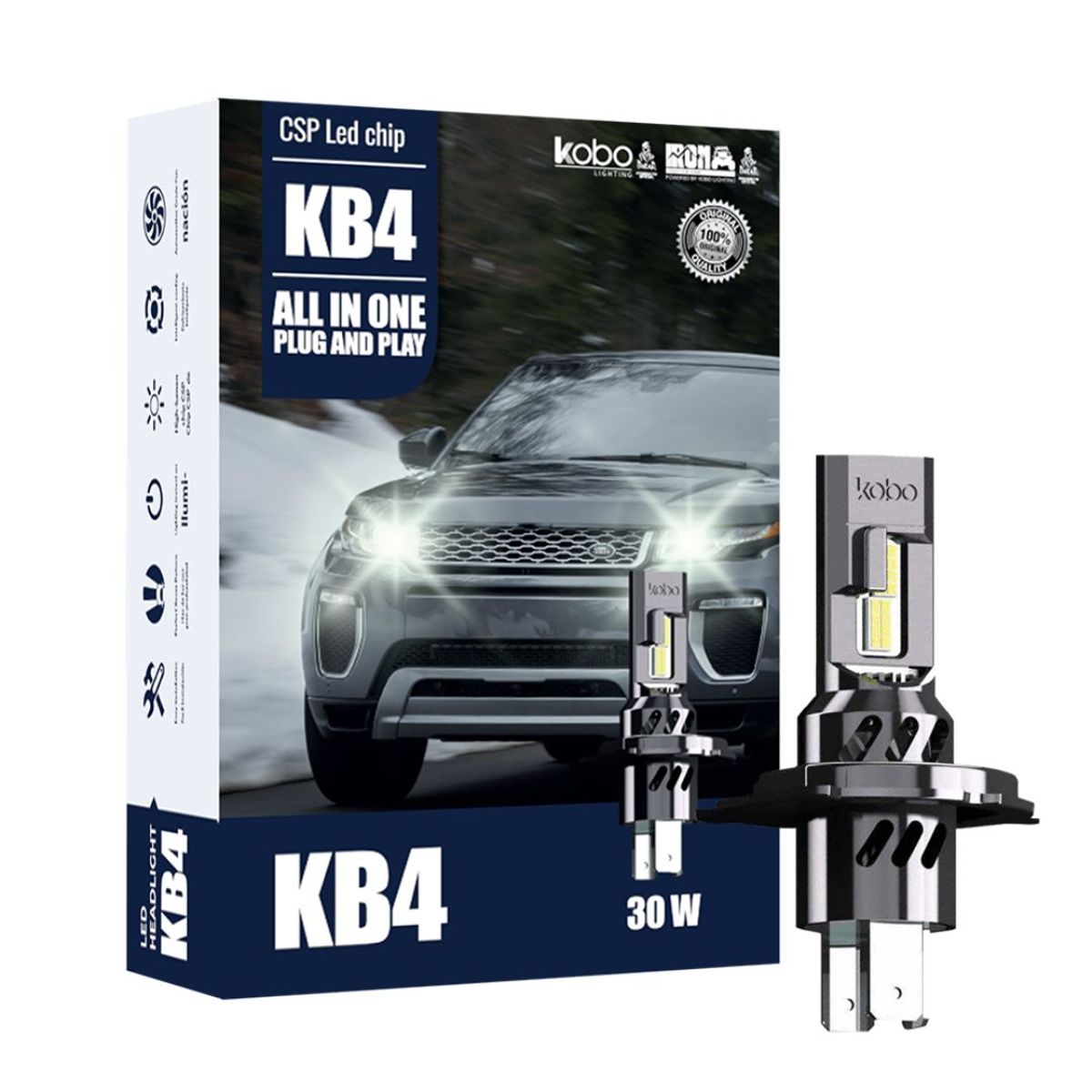 GENERICO - Kit de Focos LED Iron KB4 H4 30W con Sistema Canbus Integrado
