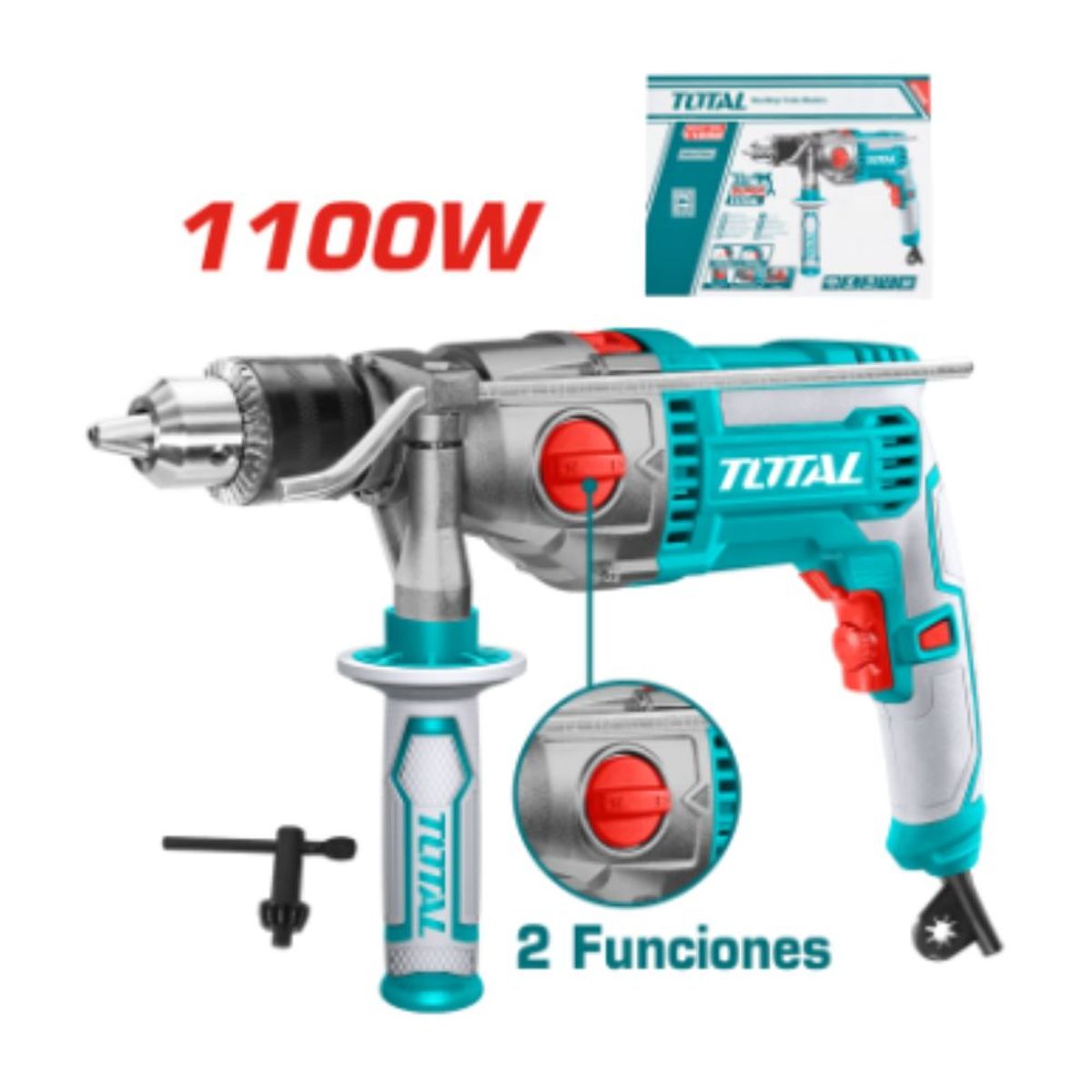 GENERICO - Taladro Percutor 1100W 16MM Velocidad Variable 2 funciones  - TG211166