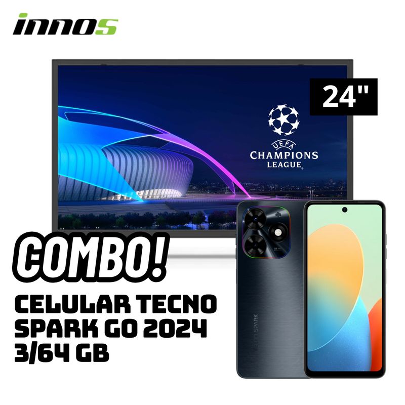 GENERICO - TELEVISOR INNOS 24 SMART TV ANDROID TV HD LED - S2401KU + CELULAR TECNO SPARK GO 2024 3/64 GB NEGRO