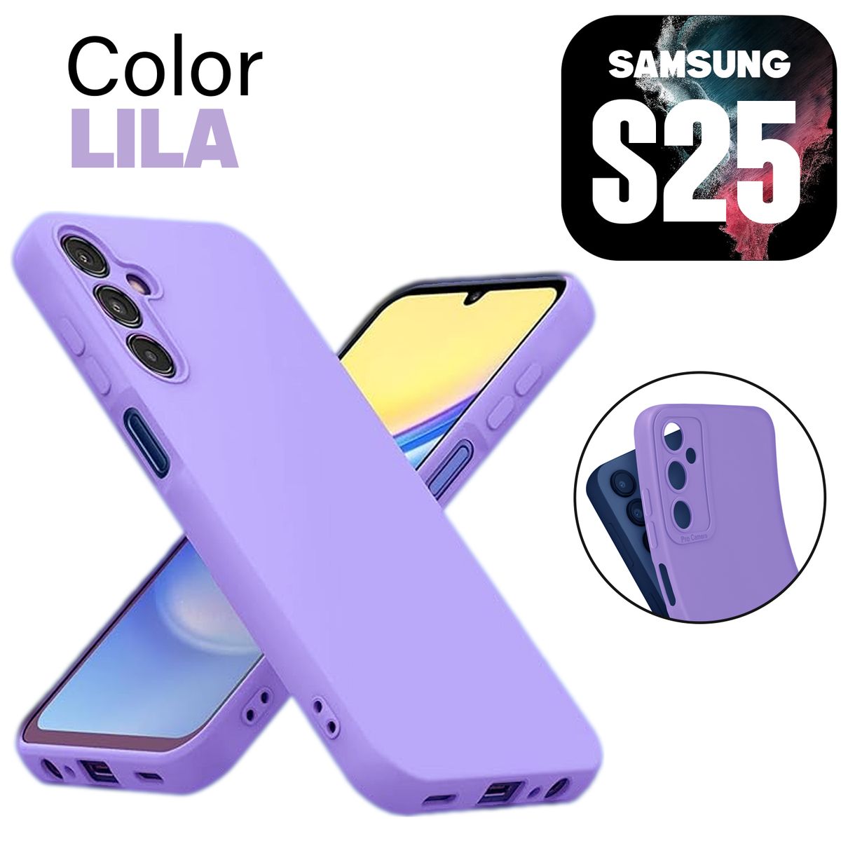 GENERICO - Silicone Case Compatible para Samsung S25 Color Lila Con Marca