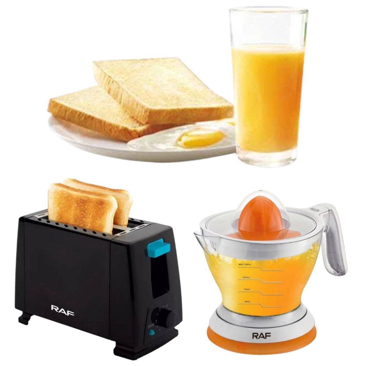 OEM - Combo 2en1 Tostadora y Exprimidor Electrico de Naranja Kit de Desayuno